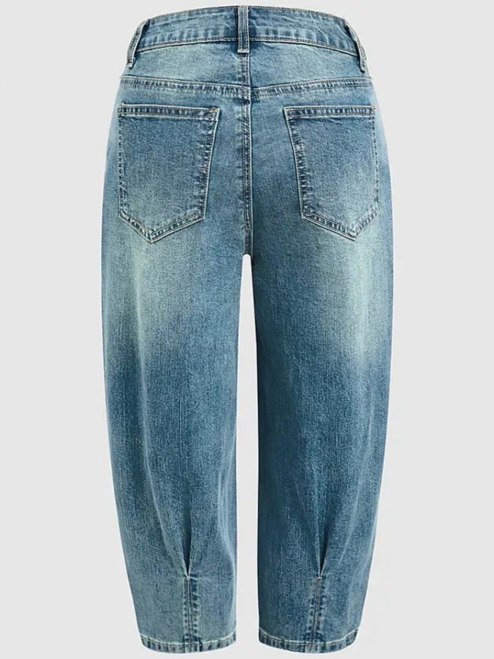 Flamingals Wash Pleated Mid Rise Capri Tapered Jeans - Picture 6 of 14